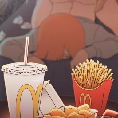 mcdonald's, derpixon, 1boy, 1boy1girl, 1girls, abs, ass, ass focus, ass grab, background sex, faceless male, female, female focus, female only, female penetrated