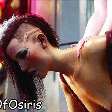 cyberpunk 2077, v (cyberpunk 2077), sageofosiris, 1futa, 1girls, ass, big breasts, breasts, cum, cum drip, cum in pussy, cum inside, futa on female, futanari, moaning