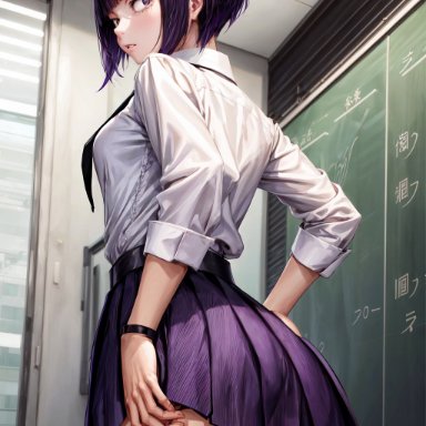 boku no hero academia, my hero academia, kyoka jiro, ass, ass focus, purple hair, ai generated