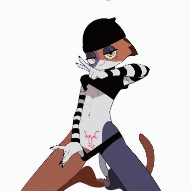 epic games, fortnite, fortnite: battle royale, meow skulls (fortnite), feliscede, :3, 1girls, anthro, beanie, black panties, calico cat, cat tail, catgirl, clothing pull, felid