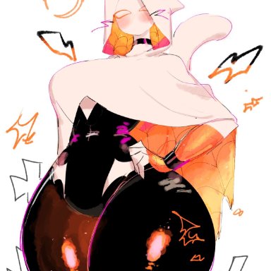 halloween, marvel, spider-man (series), ghost spider, gwen stacy, spider-gwen, usa37107692, 1girls, big breasts, blush, bodysuit, bracelet, busty, cat ears, cat tail