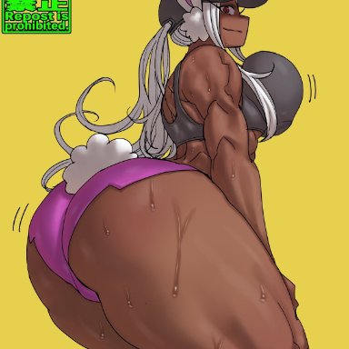 my hero academia, miruko, rumi usagiyama, shosho oekaki, 1girls, ass, big ass, big breasts, big butt, bunny ears, bunny tail, cap, dark skin, dark-skinned female, eyebrows