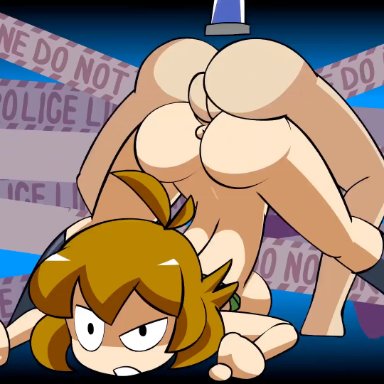 mighty switch force, mighty switch-a-lot (minus8), wayforward, patricia wagon, minus8, 1boy, ass, brown hair, bulldog position, female, female protagonist, male, penis, piledriver position, sex