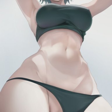 chainsaw man, mappa, himeno (chainsaw man), doujintraya, 1girls, abs, ass, ass focus, ass visible through thighs, big ass, big breasts, breasts, cameltoe, eyepatch, female