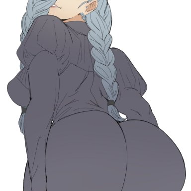 jujutsu kaisen, mei mei (jujutsu kaisen), ettone, ..., 1girls, ass, big ass, big butt, blue hair, braid, bubble ass, bubble butt, dress, fat ass, female