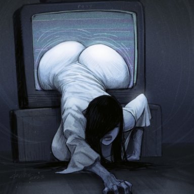 the ring, yamamura sadako, devil hs, 1girls, ass, big ass, big breasts, big butt, black hair, bubble butt, fat ass, female, female only, ghost, hair over eyes