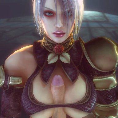 namco, soul calibur, isabella valentine, lorgegucas, big breasts, breasts, cleavage, clothed sex, clothing, female, first person view, human, large breasts, male, male/female