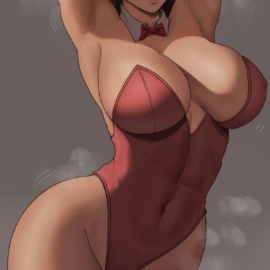 chainsaw man, yoru (chainsaw man), oroborusart, savagexthicc, 1girls, alternate breast size, black hair, breasts, facial markings, facial scar, female, highleg leotard, large breasts, leotard, light skin