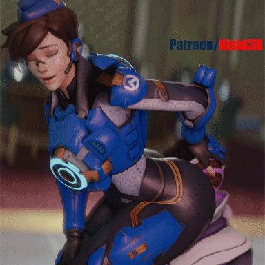 overwatch, cadet oxton, sombra, tracer, kishi, 2girls, anilingus through clothes, ass, ass worship, clothed, face in ass, hand on head, pleasure face, stinkface, yuri