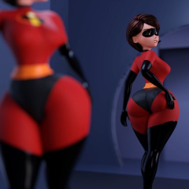 elastigirl, helen parr, smitty34, ass, checking out self, female, female focus, female only, solo, solo female, superheroine, thick thighs, thighhighs, voluptuous, voluptuous female