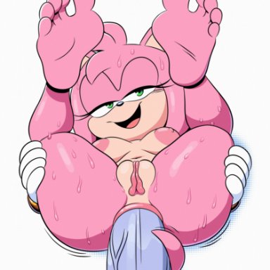 sega, sonic (series), sonic the hedgehog (series), amy rose, deepcreases, 1boy, 1girls, 5 toes, anal, anal insertion, anal sex, anthro, anus, ass, big feet