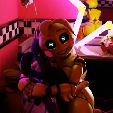 five nights at freddy's, chica (fnaf), toy chica (fnaf), bamqweadsf, animatronic, anthro, broken pelvis, dubious consent, human on anthro, rape, reverse rape, riding, riding penis, robot, robot girl