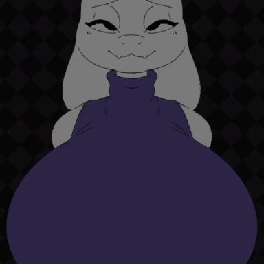 beat banger, undertale, asriel dreemurr, toriel, 1boy, 1boy1girl, 1girls, anthro, anthro only, areola, areola slip, between breasts, blush, bouncing ass, bouncing breasts