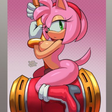 sega, sonic (series), sonic the hedgehog (series), amy rose, ultra hyper, ultrahyper, 1girls, anthro, boots, boots only, breasts, curvy, female, female only, gloves