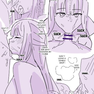 sousou no frieren, fern (sousou no frieren), akazuan 19, 1boy, 1boy1girl, 1girls, age difference, big breasts, blowjob, breasts, breasts bigger than head, cum, cum in mouth, cum inside, cum on face