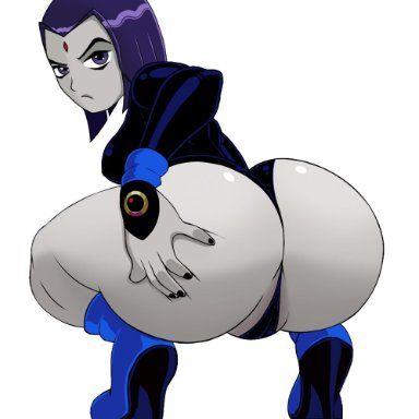 dc, dc comics, dcau, teen titans, raven (dc), marianart, 1girls, ass, big ass, big breasts, big butt, breasts, bubble ass, bubble butt, dat ass