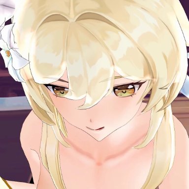 genshin impact, aether (genshin impact), lumine (genshin impact), blonde hair, brother and sister, incest, 3d, animated, no sound, tagme, video