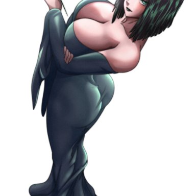 one-punch man, the addams family, fubuki (one-punch man), morticia addams, morticia addams (cosplay), kaw3r, 1girls, ass, bangs, bare shoulders, big ass, big breasts, black lipstick, black nails, breasts