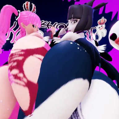 darkstalkers, one piece, the oblongs, creepy susie, perona, prevence, 2girls, ass, ass to ass, black hair, bottom heavy, bouncing ass, clothing, duo, duo focus