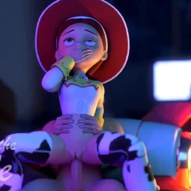 toy story, toy story 2, toy story 3, toy story 4, jessie (toy story), manwiththemole, 1boy, 1girls, female, male, reverse cowgirl position, straight, vaginal penetration, animated, sound