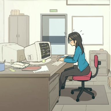 slideshow, unnamed office futa (lewdua), lewdua, 1futa, balls, big breasts, big penis, black hair, blush, breasts, clothed, clothing, condom, condom filling, cum in condom