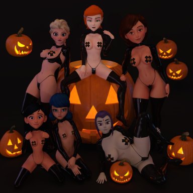 ben 10, cartoon network, dc, disney, frozen (film), halloween, miraculous ladybug, teen titans, elsa (frozen), gwen tennyson, helen parr, ladybug (character), rachel roth, raven (dc), violet parr