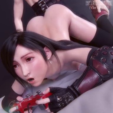 final fantasy, final fantasy vii remake, cloud strife, tifa lockhart, pantsushi, 1boy, 1boy1girl, 1girl1boy, 1girls, ass, big ass, big butt, big penis, black hair, bouncing breasts