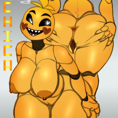 five nights at freddy's, five nights at freddy's 2, fnaf, toy chica (fnaf), mashapotato, 1girls, animatronic, areola, avian, big areola, big breasts, bird, breasts, chicken, claws