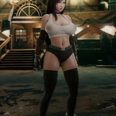 final fantasy, final fantasy vii, final fantasy vii remake, square enix, tifa lockhart, x3d, 1girls, female, female only, solo, 3d, 60fps, animated, cammy stretch, edited