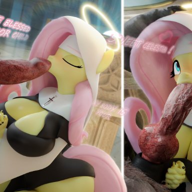 friendship is magic, hasbro, my little pony, fluttershy (mlp), hooves-art, animal genitalia, animal penis, anthro, anthrofied, big breasts, breasts, canid, canine, canine genitalia, canine penis