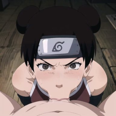 naruto, naruto (series), naruto shippuden, tenten, lein, :&gt;=, 1boy, 1girls, adapted costume, all the way to the base, alternate breast size, alternate costume, angry, angry face, angry sex