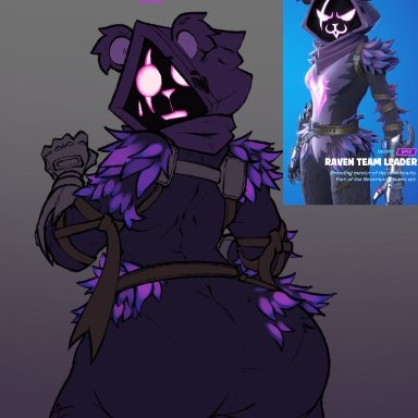 fortnite, fortnite: battle royale, raven team leader, 1female, 1girls, ass, ass focus, big ass, character reference, dat ass, fat ass, female, female only, fur, furry