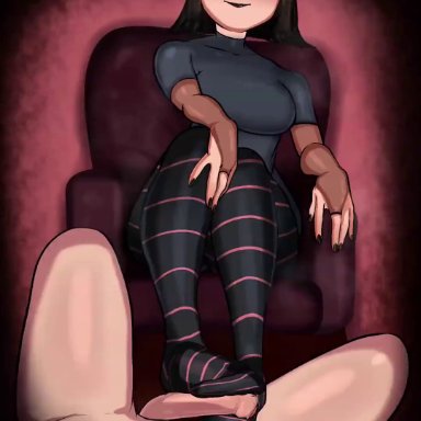 hotel transylvania, mavis dracula, opaluva, shattered lewd, tunkychunky69, 1boy, 1girls, armchair, black hair, black nails, blue eyes, blush, breasts, clothed female nude male, cum