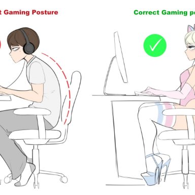 sealguy, 1boy, arm sleeves, before and after, big ass, blonde hair, brown hair, choker, crossdressing, femboy, feminine male, feminization, gamer, gaming, headphones