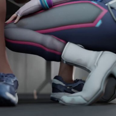 overwatch, overwatch 2, d.va, aphy3d, 1boy, 1girls, asian female, blowjob, clothed, clothed female nude male, fellatio, gloved handjob, gloves, hand on penis, handjob