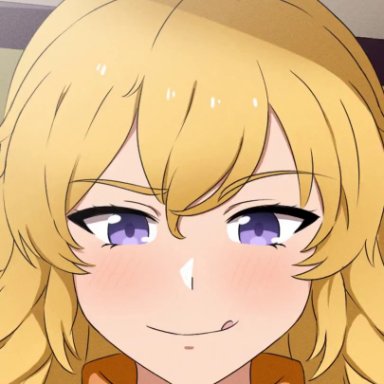 rwby, yang xiao long, dynamiward, blonde female, blonde hair, boobjob, cum, cum on breasts, cum on face, cumshot, huge breasts, moaning, paizuri, pov, purple eyes