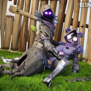 epic games, fortnite, raven (fortnite), raven team leader, s1nnerfox, anthro, bear, duo, female, gun, happy, male, male/female, mammal, penetration