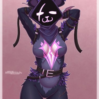fortnite, fortnite: battle royale, raven team leader, raven team leader (fortnite), :3, breasts, furry, nipples visible through clothing, thick thighs