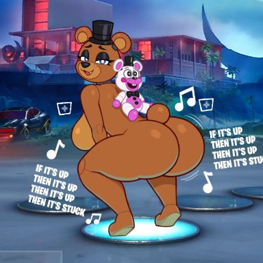 five nights at freddy's, fortnite, freddy (fnaf), helpy, acstlu, 1girls, anthro, ass, big ass, breasts, completely nude, completely nude female, female, full body, furry