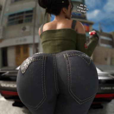 cyberpunk 2077, panam palmer, smitty34, 1girls, ass, ass focus, female only, jeans, solo female, voluptuous, wide hips, 3d, 3d (artwork), blender (software), tagme