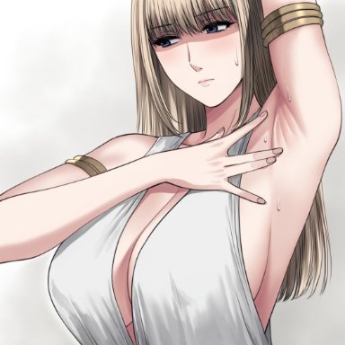 attack on titan, shingeki no kyojin, ymir fritz, xter, xtermination, 1girls, arm bracelets, arm up, armpit, armpit crease, armpit fetish, armpit focus, armpit spread, armpits, arms up