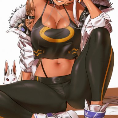 boku no hero academia, my hero academia, miruko, rumi usagiyama, waligner, big breasts, breasts, bunny ears, bunny girl, dark skin, girl, magazine, muscle girl, muscles, navel