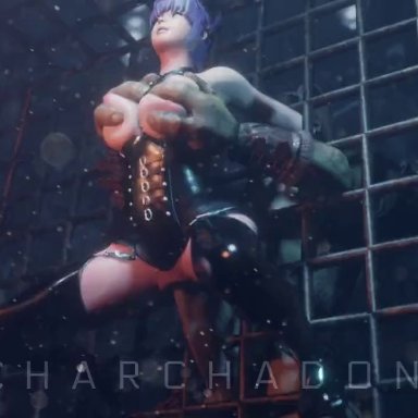 dead or alive, mortal kombat, ayane (doa), goro, charchadon, 1boy, 1boy1girl, 1girls, breasts, dick, fucked from behind, fucked silly, hands on breasts, indoors, partially clothed