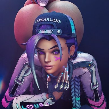 blizzard entertainment, le sserafim, overwatch, overwatch 2, antifragile slay star, sombra, grvty3d, 1girls, ass, big ass, big breasts, breasts, busty, casual exposure, child bearing hips