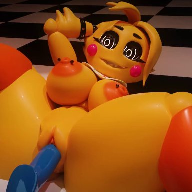 five nights at freddy's, toy chica (fnaf), skyrikea, cum, cum in pussy, cum inside, large breasts, pierced nipples, vaginal penetration, yellow body, animated, no sound, tagme, video