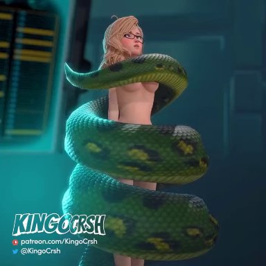 the jungle book, kaa, kingocrsh, blonde hair, constriction, glasses, naked, snake, vore, animated, sound, tagme, video