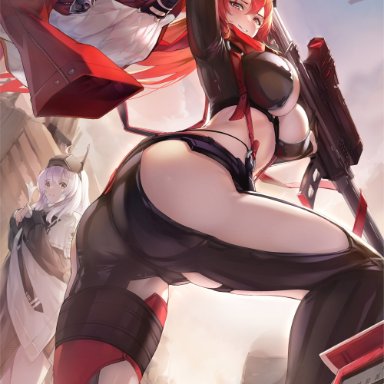goddess of victory: nikke, liliweiss (nikke), red hood (nikke), snow white (nikke), gainoob, 3girls, aircraft, android, android girl, ass, ass focus, blush, breasts, cameltoe, female