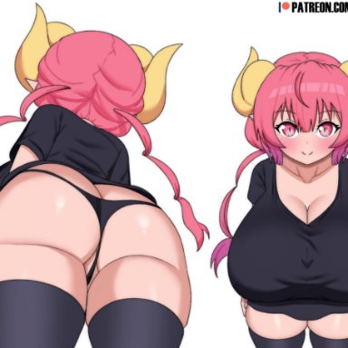 miss kobayashi's dragon maid, ilulu (dragon maid), coldarsenal, 1girls, ass, big ass, big breasts, big butt, black panties, blush, blushing, cleavage, eyebrows, eyebrows visible through hair, female