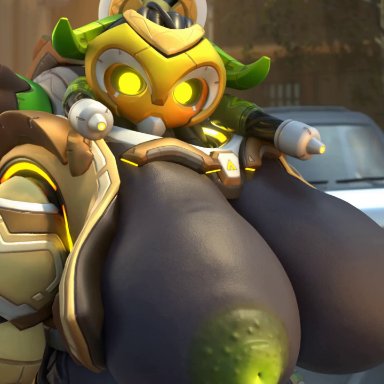blizzard entertainment, overwatch, overwatch 2, hanzo, omnic, orisa, snips456, snips456fur, 1boy, 1girls, adorable, anal, anal sex, anal tugging, ass