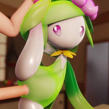 nintendo, pokemon, hisuian lilligant, lilligant, pok&#233;mon (species), pokemon (species), barbonicles, blush, female penetrated, flower, green body, holding leg, human penetrating, humanoid penetrated, humanoid penis